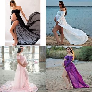 Slit-Front Pregnant Maternity Dresses For Pregnancy Pregnant Clothes Maxi Gown Women Sexy Photo Shoot Photography Props Clothing 20220902 E3