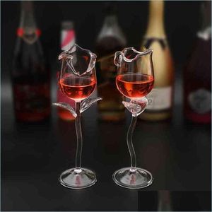 Weingläser Fancy Rode Wijn Beker Cocktail Glazen 100 ml Rose Bloemvorm Wijnglas Party Bar Drinkware Drop Delivery 2021 Home Garden K Dh9Jn