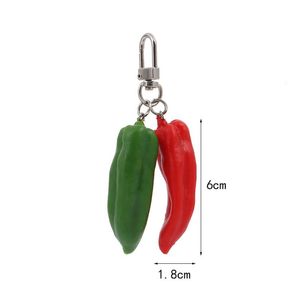 PVC Red Greet Pepper Keychain Creatice 음식 야채 휴대용 가방 배낭 지갑 매력 장식 장식 매달려 여자 보석