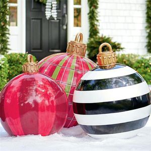 Party-Dekoration, 60 cm, für den Außenbereich, Weihnachten, aufblasbar, dekorierter Ball aus PVC mit Aufblaspumpe im Durchmesser, für Garten, Hof, Rasen, Dekoration