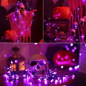 Outros eventos de festas de eventos Luzes de Halloween roxas ao ar livre fios pretos de arame preto mini -luz Conjunto para decorações de Halloween em casa jardim de natal 220901