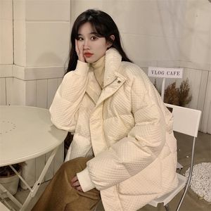 Womens Down Parkas Make firm offers to loose waffle collar bread served cottonpadded jacket female languid is lazy thickening cottonpadded clothe 220902