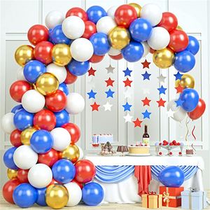 Party Decor Red White Blue Latex Balloon Garland Arch Kit 4th of July Nautical Birthday Baby Shower Star Paper Banner Supplies MJ0801