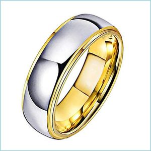 Band Rings Tungsten Wedding Rings Womens Jewelry Gold Mens Carbide Band Anniversary 6/8Mm Couple Ring Steeped Edges Comfort Vipjewel Dhcdl