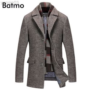 Мужские костюмы Blazers Batmo 2021 Новое прибытие Зимнее высококачественное качественное расстояние серого плащи теплую куртку 823 L220902