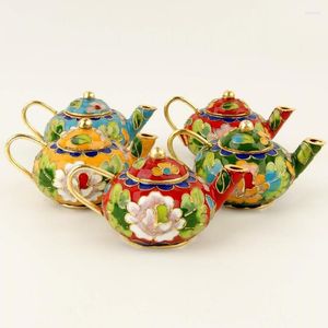 Christmas Decorations Wholesale 6PCS Beijing Cloisonne Teapot Crafts Silk Enamel Decoration