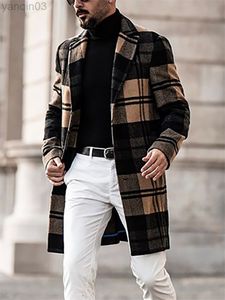 Men's Suits Blazers Coat Men Autumn 2022 New Casual Plaid Sweater Jacket Medium Length Jacket L220902