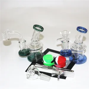 Thick Glass Bongs Hookahs Water Pipes 14mm Joint Mini Dab Rig Oil Rigs Small Bong With 4mm Quartz Banger Dabber tool