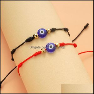 Charm armband handgjorda turkiska lyckliga onda ￶gon armband f￶r kvinnor m￤n bl￥ ￶gon fl￤tat r￶tt rep armband v￤nskap j dhseller2010 dhhyf