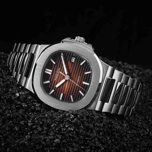 Luxuswache für Männer mechanische Uhren Brown Herren Klassiker Sportarmband Automatisch Date