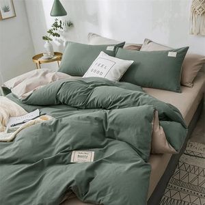 Set di biancheria da letto Tessili per la casa Copripiumino tinta unita Federa Lenzuolo Copripiumino laterale AB Boy Kid Teen Girl Biancheria da letto Set King Queen 220901