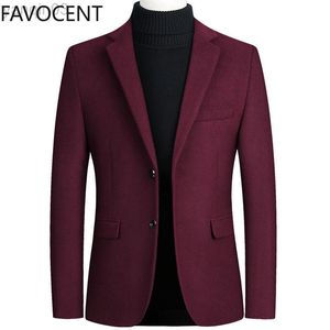 Ternos masculinos Blazers Jackets de moda e masculino One Piece Blazer Top Wond Blends Suit Spring Smart Casual Solid Two Buttons L220902