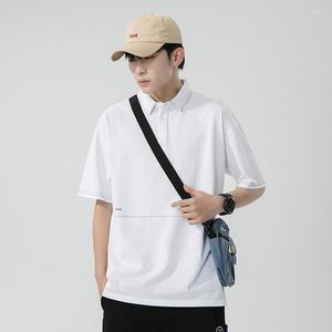 Męskie Polos Męskie koszulki męskie koszule nastolatki Japonia styl swobodny luźne krótkie tlewa białe koszulki list haft proste podstawowe topy