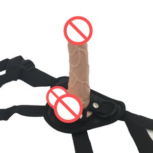 Massaggiatore giocattolo del sesso Dildo realistico Cinturino in velluto nero su dildo Pantaloni per donna Uomo Coppie Lesbiche Gay Gioco per adulti Giocattoli sessuali