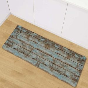 Carpets Honlaker Vintage Plank Long Mat Flannel Absorbent Non-slip Kitchen Rug Entrance Door Living Room Coffee Table Floor