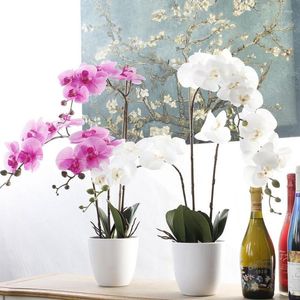 Fiori decorativi 7 teste Phalaenopsis Orchid Flower Artificial Wedding Decoration Floral Christmas Party Home Decor 1 pezzo