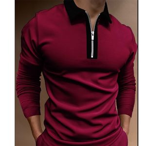 Polo da uomo Moda uomo Polo casual Manica lunga Colletto rovesciato Design con cerniera Top Streetwear da uomo periodo primaverile e autunnale e 220902