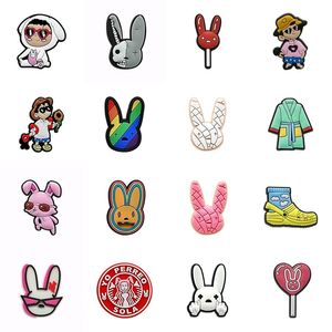 moq 20pcs bad bunny custom silicone straw toppers cover charms buddies DIY decorative 8mm straw party supplies as gift