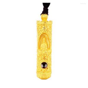 Collane con ciondolo Collana di buon auspicio in oro sabbia Vietnam 3D Avalokitesvara Guanyin Buddha Charms Corda