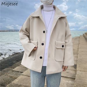 Herrenanzüge Blazer Blends Männer Herbst Neues beliebtes lockeres Outfit Dellen Allgleiches lässiger koreanischer Stil Mode solides einfaches Umlegekragen-Design L220902