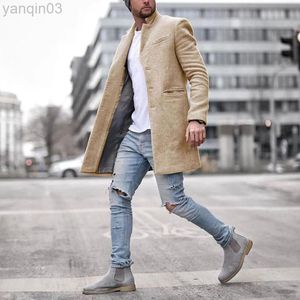 Herrar kostymer blazers ny herrjacka social casual höst vinter varm mode ren färg lång majs stil jacka streetwear hip hop manlig vindbrytare l220902