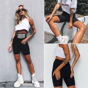 Damen-Shorts für Damen, Sommer, Radfahren, Stretch, einfarbig, lässig, Sport, Fitness, Damen, elastische Taille, schwarz, schlank, sexy, 2022