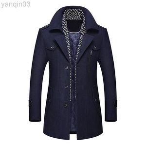 Ternos masculinos Blazers Men Jackets de lã New Fashion Fashion Mid Len Scoarf Coltar algodão acolchoado jaqueta quente e masculina casaco de casaco M-5xl L220902
