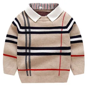 Autumn Winter Boys Cardigan Sweater Knitted Striped Sweater Toddler Kids Long Sleeve Pullover Children Fashion Sweaters Clothes