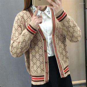 Women's Knits 2022 Autumn Winter Women Sweater With Buttons Long Sleeve Stripedknitted Cardigan Ladies Arrival Oversize Luxury Warm Sweaters