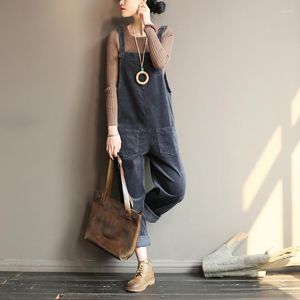 Women's Jumpsuits Women's & Rompers Women Autumn Winter Solid Color Corduroy Cotton Ladies Retro Casual Loose Pants Female Overalls