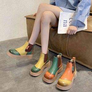 Boots Sweet Cool Martin Boots Women s British Style Summer Colorful Chimney Nake platform women shoes 220824