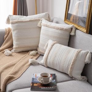 Pillow Morocco Boho Style Tufted Pillowcase With Tassels Soft Cover For Sofa Couch Fluffy Living Room Decoration Case