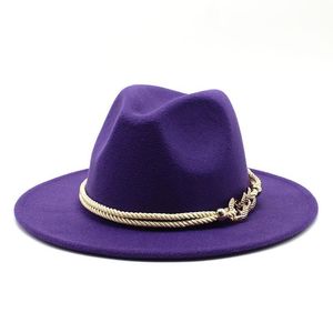 Blackwhite Wide Brim Simple Top Hat Panama Solid Felt Fedoras Hat for Men W