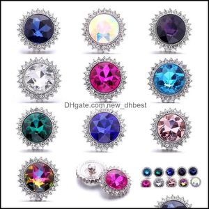 Clasps Hooks Rhinestone Sun Fastener 18Mm Snap Button Clasp Sier Color Alloy Metal Charms For Snaps Jewelry Findings S Dhseller2010 Dh9Lp