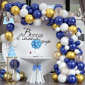Party Decor OlBlue Gold Balloon Garland Kit Dark Blue and Gold For Boys Birthday Wedding Baby Duschar Anniversary Supplies MJ0799