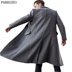 Herrenanzüge Blazer Britischer Stil Lange Wolle Trenchcoat Männer 2021 Winter Kaschmirjacke Slim Fit Extra Mantel Windjacke Manteau Homme L220902