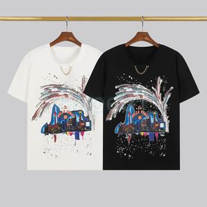 Mens Personality Printing T Shirts Womens Fashion Chain Black White Tees Couples Short Sleeve Tops Asian Size S-2XL