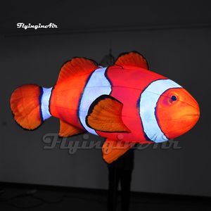 Hängande stor uppblåsbar clownfish Sea Animal Model Air Blow Up Tropical Fish Balloon för matsal Takdekoration