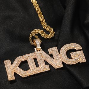Topbling hiphop a-z anpassade bokstäver hänge halsband smycken bling tre rader zirkon 18k real guld pläterad