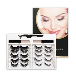 Natürliche 10 Paare magnetische gefälschte Wimpern Set dicke weiche lebendige falsche Wimpernverlängerungen mit Magnet Liquid Eyeliner Eye Lashes Pinzette DHL