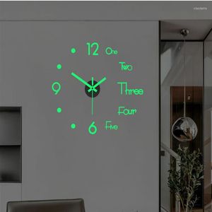 Duvar Saatleri Yaratıcı 3D Aydınlık Saat Sticker Oturma Odası DIY sessiz dijital izle ev dekorasyon