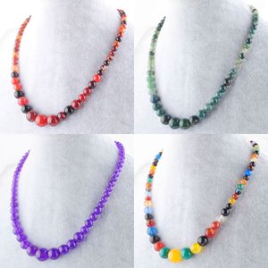 Ny design Natural Stone for Women P￤rled 6-14 mm examen Dream Agate Round Beads Chains Yoga Halsband 17,5 tum BF301