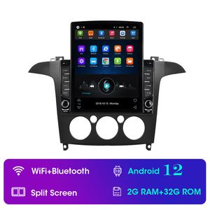 Android HD Touchscreen 9 inch Bluetooth Car Video Player for 2007-2008 Ford S-Max Manual A/C GPS Navigation Radio with AUX