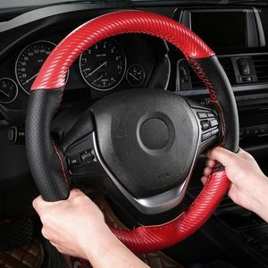 Steering Wheel Covers Universal Cover Braiding Car Carbon Fiber For Automobile 38cm 15 Inch Steering-Wheel