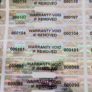 접착 스티커 1000pcs 홀로그램 씰링 스티커Tamper Proof Void Security LabelWarranty 일련 번호 스티커 맞춤형 50mmx10mm 220902