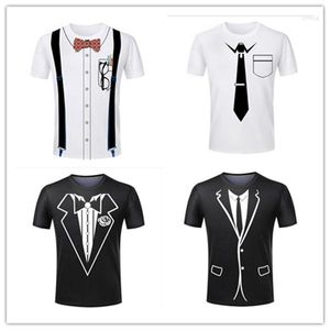 Męskie koszulki z krótkim rękawem moda smoking śmieszne męskie koszulki sportowe 3D koszulki z nadrukiem luźna koszulka odzież męska Plus rozmiar z krótkim rękawem