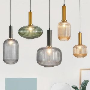 Pendant Lamps Modern Restaurant Colored Glass Chandelier Bar Bedroom Creative Kitchen Hanging Dining Room Lights Suspension Luminaire