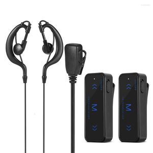 Walkie talkie kit 2x mini 2 way fm radio sändtagare med hörlurar USB laddar svart