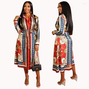 Artı boyutu elbiseler retro etnik tarzı kadın elbise Avrupa ve Amerikan uzun kollu gömlek Afrika