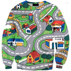 Herren Hoodies Herren Sweatshirts 2022 3D Männer Mini Town Toy Print Langarm Rundhals Mode Pullover Plus Size Tops